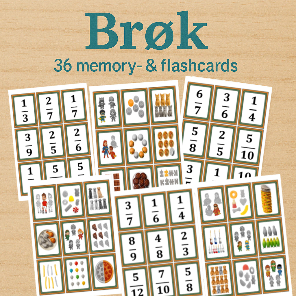 Brøk - 36 Memory og Flashcards