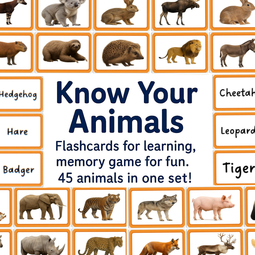 Know Your Animals - 45 Memory & Flashcards