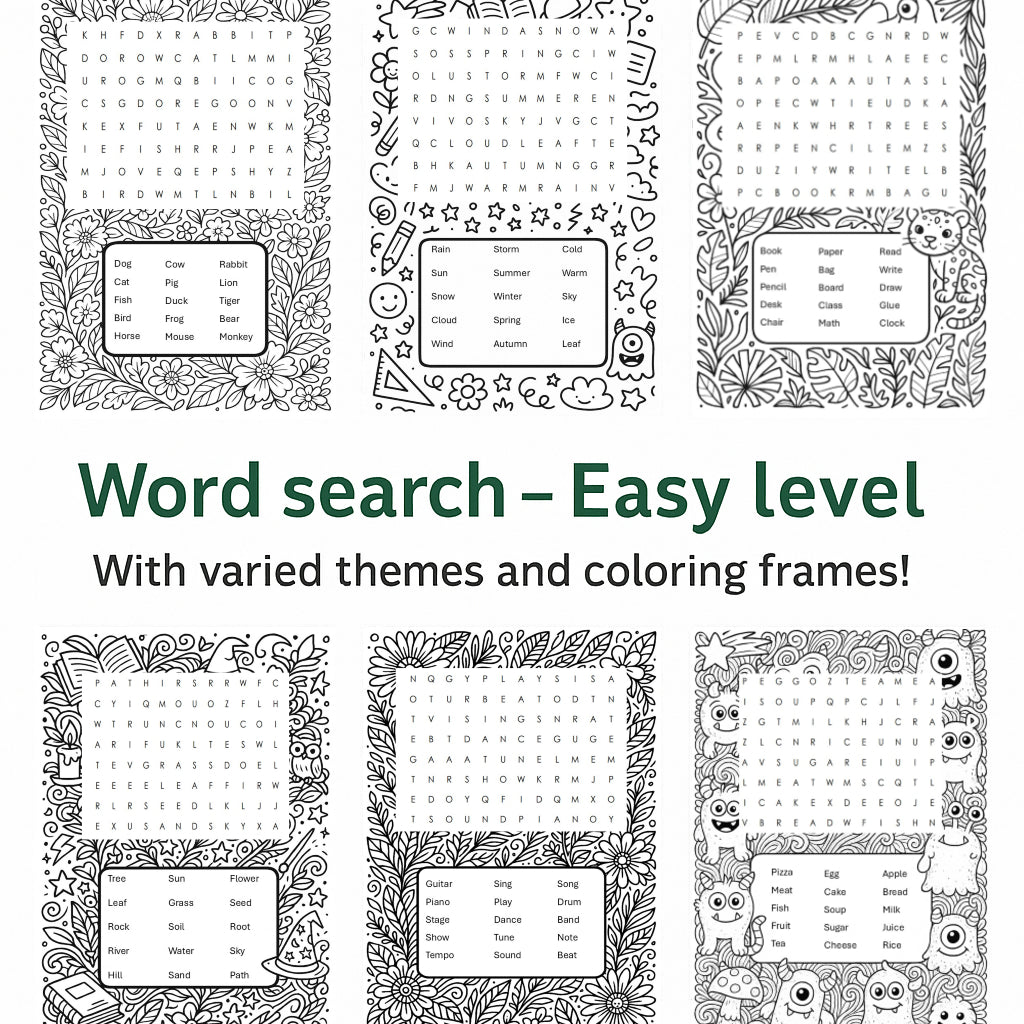 Printable Easy Word Search for kids