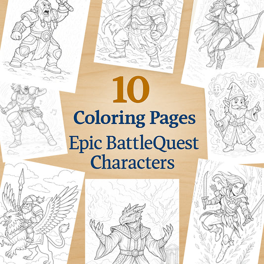 MathBattleQuest Characters – 10 Coloring Pages