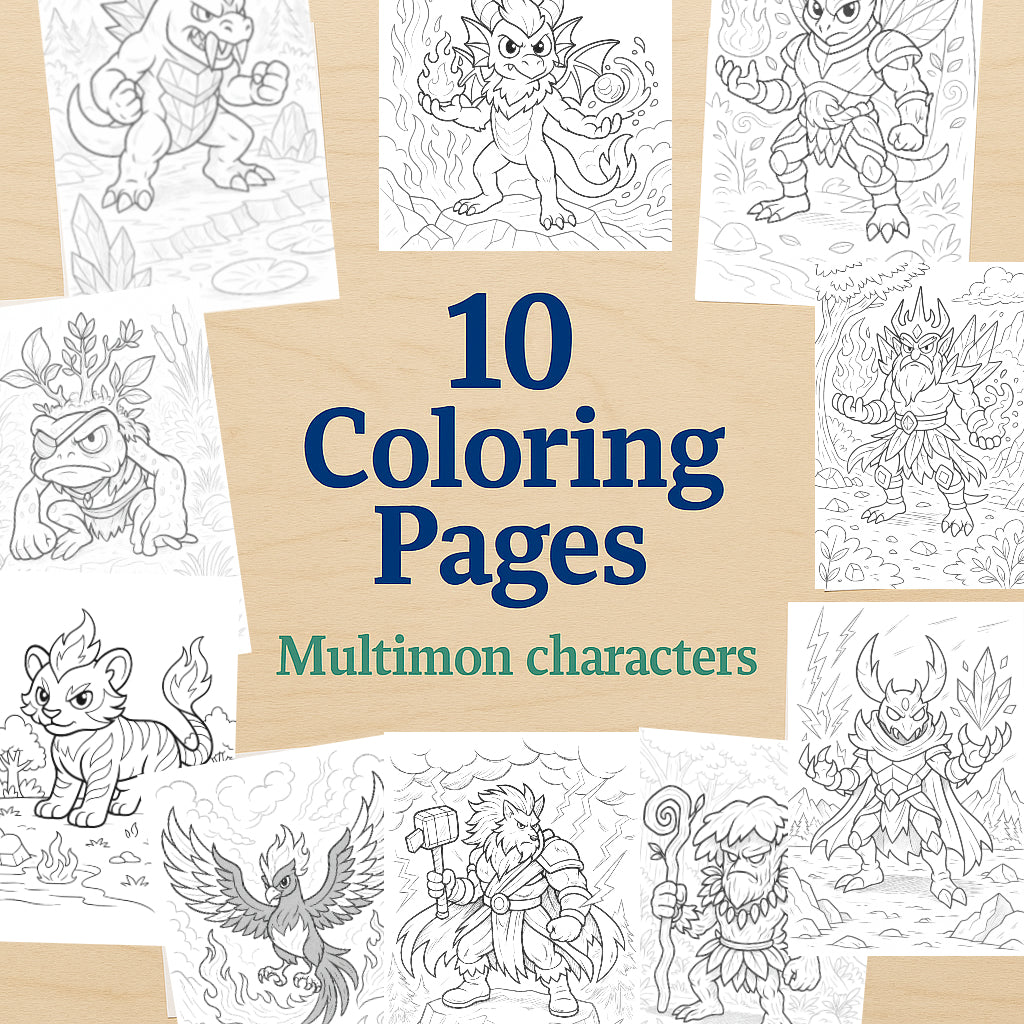 Multimon Characters – 10 Coloring Pages