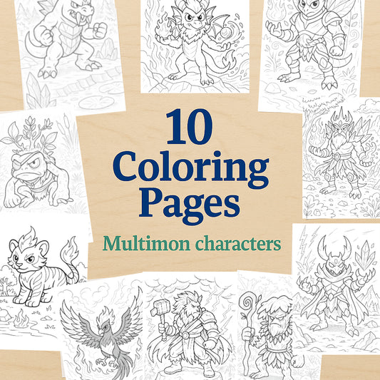 Multimon Characters – 10 Coloring Pages