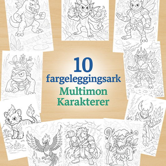 Multimon-figurer – 10 Fargeleggingsark