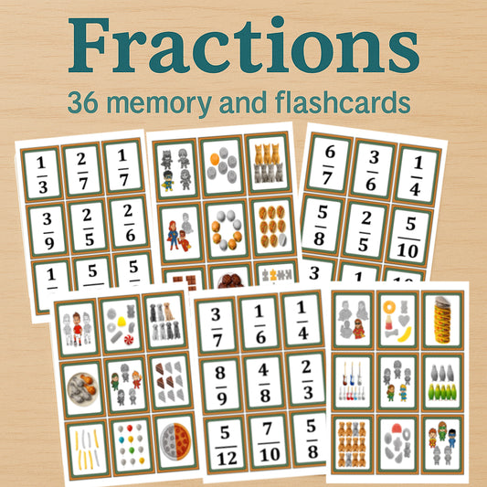 Fractions – 36 Memory and Flashcards