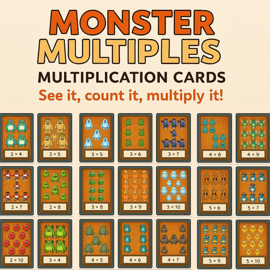MonstersMultiples – Multiplication Cards – Print2educate