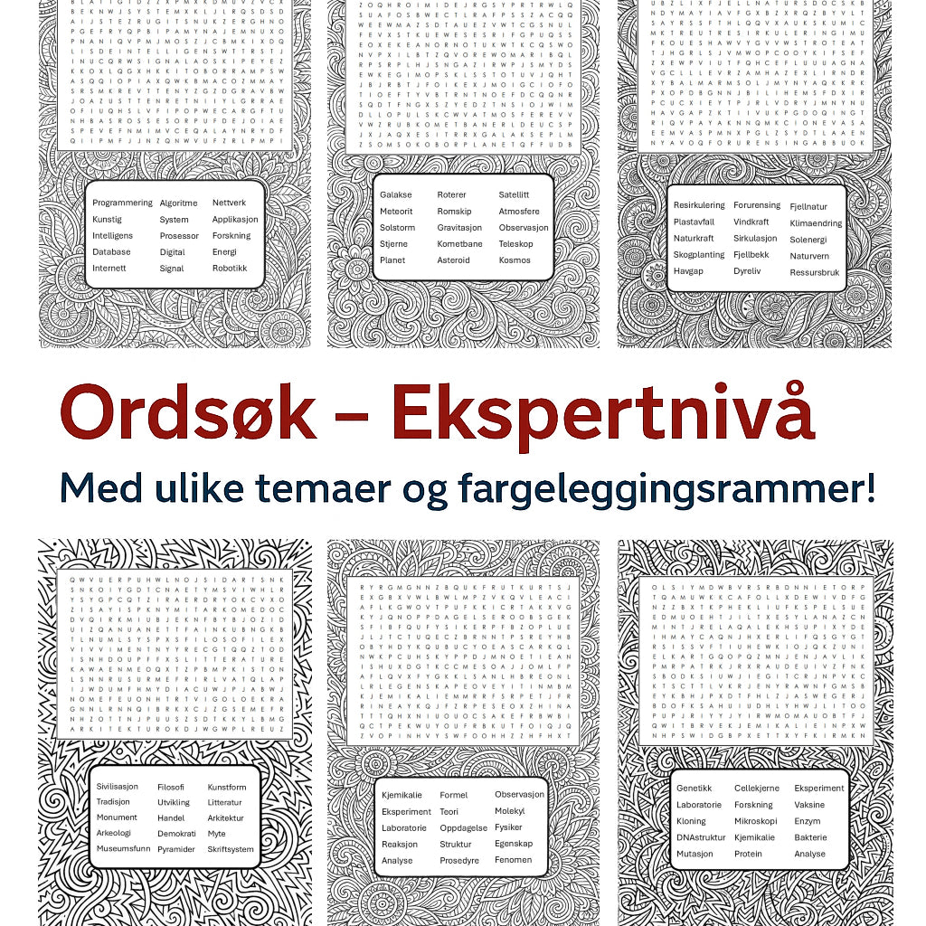 6 Ordsøk / Word Search - Ekspertnivå