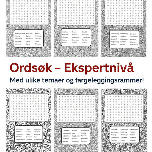6 Ordsøk / Word Search - Ekspertnivå