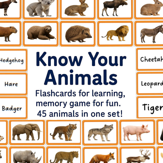 Know Your Animals - 45 Memory & Flashcards