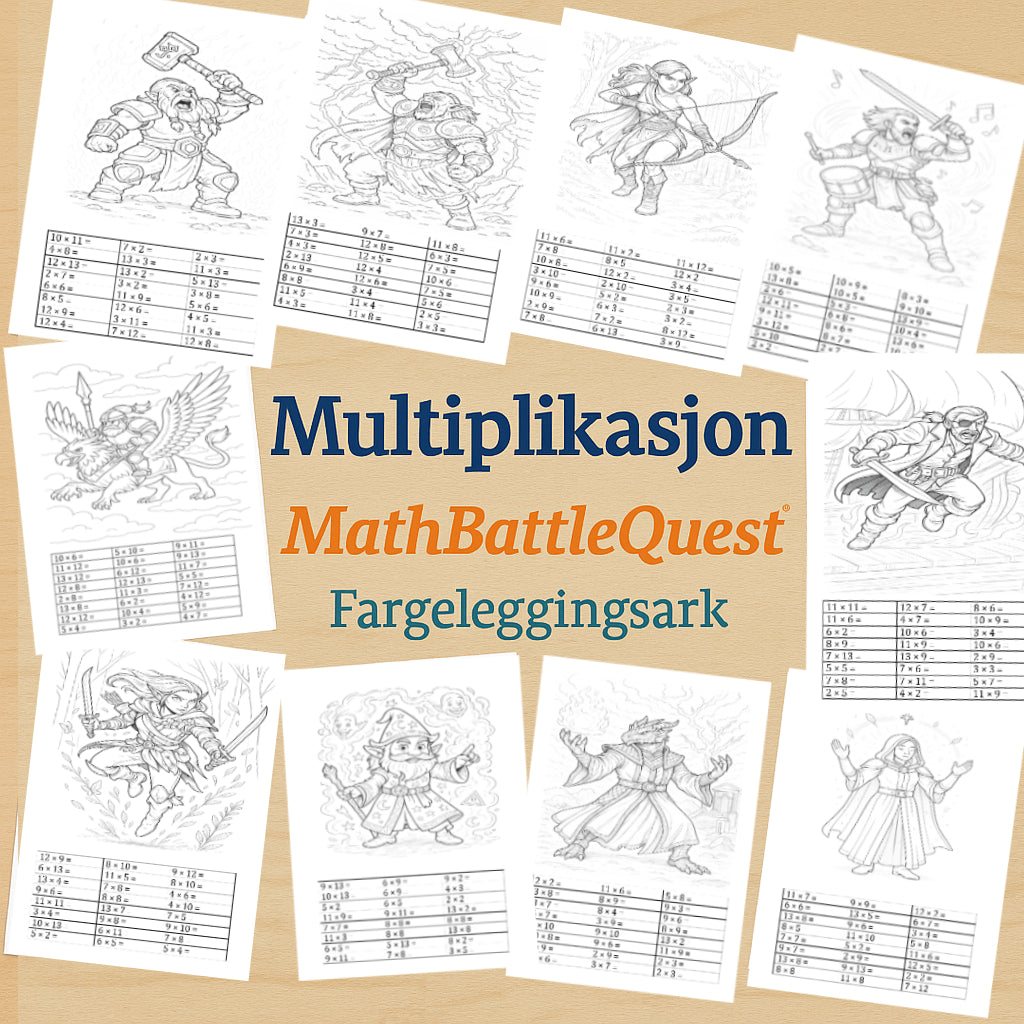 MathBattleQuest – Multiplikasjons Fargeleggingsark